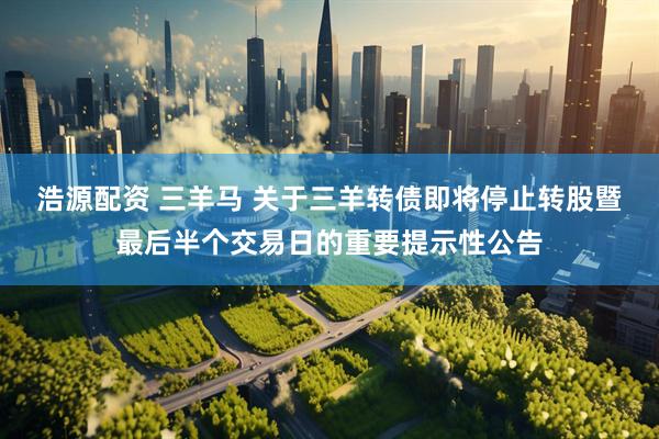 浩源配资 三羊马 关于三羊转债即将停止转股暨最后半个交易日的重要提示性公告